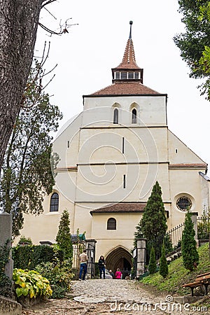 Entrance to the Church of the Deal St. Nicholas in the castle in Old City. Sighisoara city in Romania Editorial Stock Photo