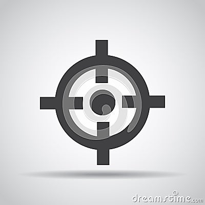 Sight icon with shadow on a gray background. Vector illustration Vector Illustration