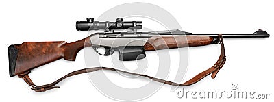 Rifle and telescopic sight isolated on white Stock Photo