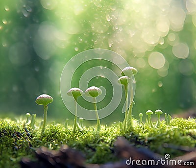 Seed of a tree sprouting in a forest Stock Photo