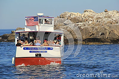 Sight-seers going out on the Finest Kind III cruise boat,Ogunquit,Maine,September,2014 Editorial Stock Photo