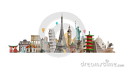 Sights countries of world. Journey, travel concept. Vector illustration Vector Illustration