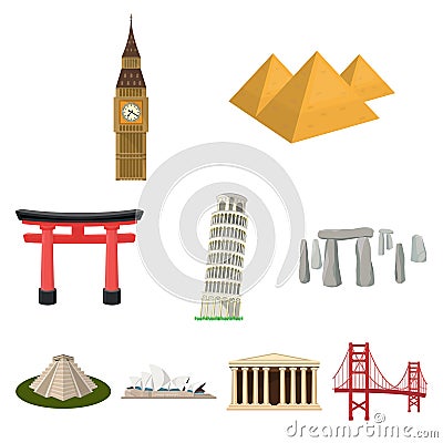 Sights of the countries of the world. Vector Illustration