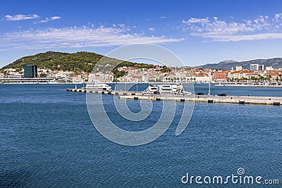 Sights of Croatia. Harbor in beautiful city Split. Stock Photo