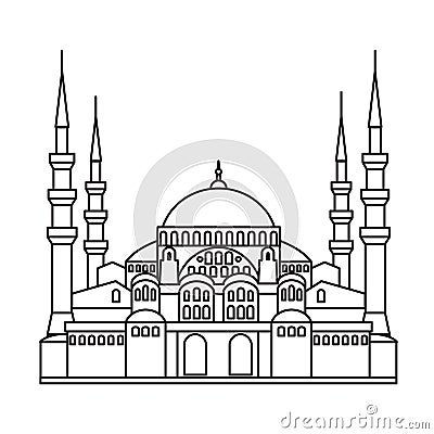 Sights of Istanbul. Saint Sophie Cathedral. Blue Mosque Vector Illustration