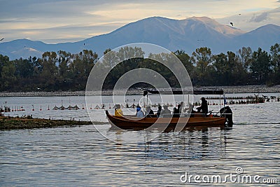 Sightseeing boat - Kerkini lake, Greece Editorial Stock Photo