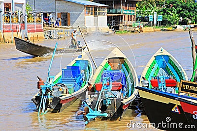 Sightseeing boat, Nyaungshwe, Myanmar Editorial Stock Photo