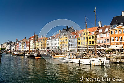 Colourful facades along Nyhavn, Copenhagen Editorial Stock Photo