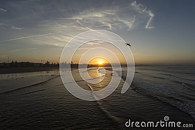 Sightseeing of Morocco. Beautiful sunset in Essaouira port Stock Photo