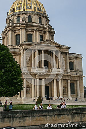 Sightseeing of Paris. FaÃ§ade of the The National Residence of the Invalids. The court of honor of the Invalides. Editorial Stock Photo