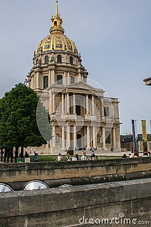 Sightseeing of Paris. FaÃ§ade of the The National Residence of the Invalids. The court of honor of the Invalides. Editorial Stock Photo