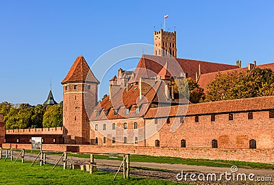 Sightseeing of Poland. Medieval castle in Malbork town Editorial Stock Photo