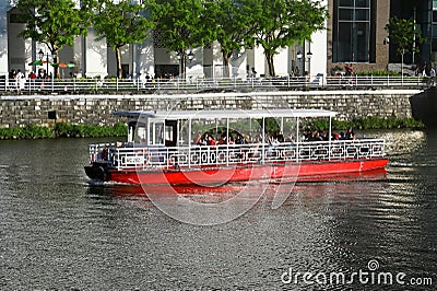Sightseeing River Taxi at Singapore River Editorial Stock Photo