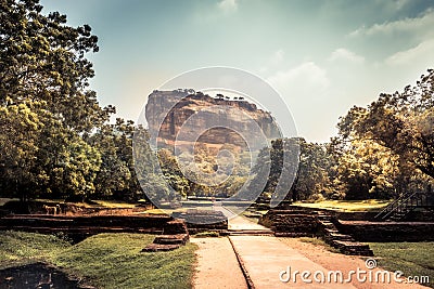 Sigiriya Lion rock mountain unesco landmark Sri Lanka Stock Photo