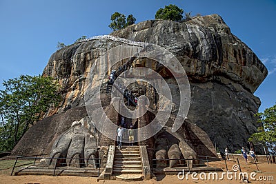 A view of the Lion Platform at Sigiriya Rock Fortress in central Sri Lanka. Editorial Stock Photo