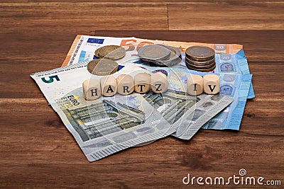 Sign Basic Income Unemployment Benefit Welfare german Solidarisches Grundeinkommen Hartz IV Stock Photo