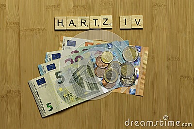 Sign Basic Income Unemployment Benefit Welfare german Solidarisches Grundeinkommen Hartz IV Stock Photo