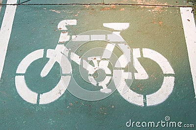 Sign of bicycle lane. Stock Photo