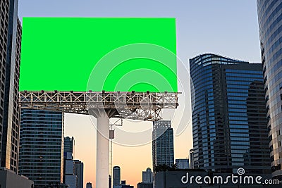 Sign billboard blank on green isolated and urban background Stock Photo