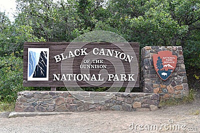 Sign at Black Canyon of the Gunnison National Park Editorial Stock Photo