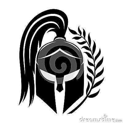 Sign of black spartan helmet. Vector Illustration