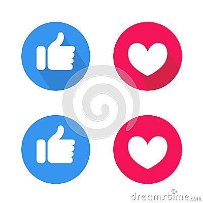 Sign of blue thumb up and heart in circle. Stock Photo