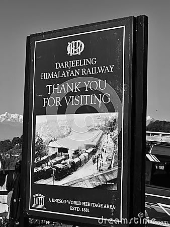 Sign board of himalayas train Darjeeling India Editorial Stock Photo