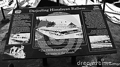 Sign board of himalayas train Darjeeling India Editorial Stock Photo