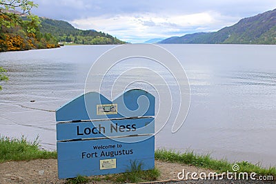 Sign board for Loch Ness Stock Photo