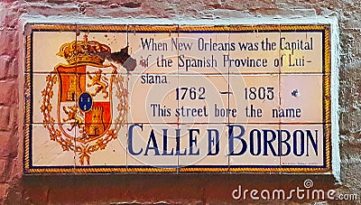 Bourbon street sign, New Orleans Editorial Stock Photo