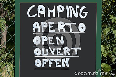 Sign of camping Stock Photo