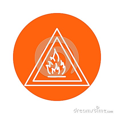 Sign caution fire hazard black line icon. Pictogram for web page Vector Illustration