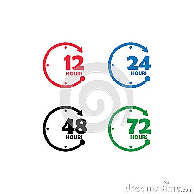 sign of 12, 24, 48 and 72 clock arrow hours logo vector icon illustration design Vector Illustration