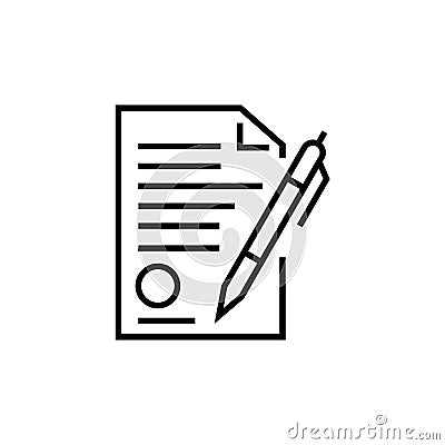 Sign a contract icon. Deal vector illustration. Isolated contour of partnership on white background Vector Illustration