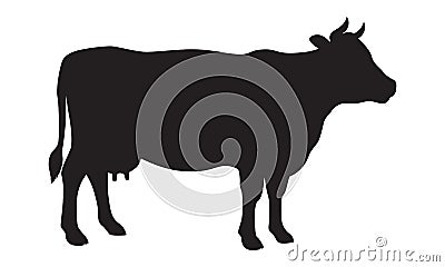 Sign cow black silhouette. Farm animals Cartoon Illustration