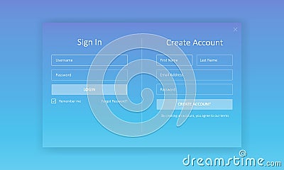 Sign In and Create account Forms Vector Illustration