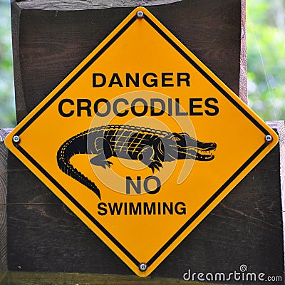 Sign of danger crocodiles Stock Photo