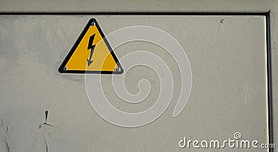 Sign of danger of electrocution in electrical panel Stock Photo