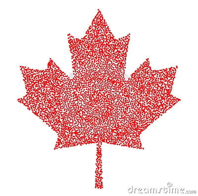 Sign dark canada maple leaf stipple. Dotted pixel Abstract maple leaf. Summer and autumn theme sale. Vector illustration. Vector Illustration