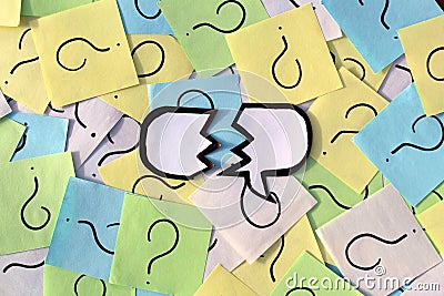 Against the background of question marks lying a paper with a word coronavirus and a bind for writing thoughts. Stock Photo