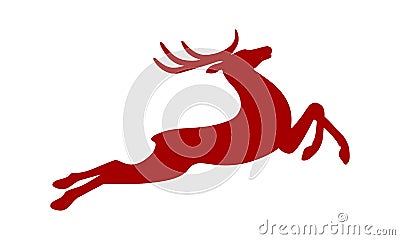 Running deer red silhouette Vector Illustration