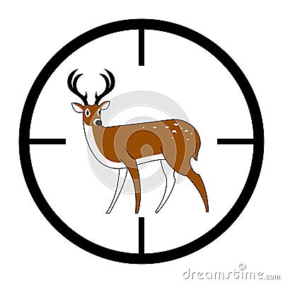 Sign of a deer in sight. Isolated on a white background Cartoon Illustration