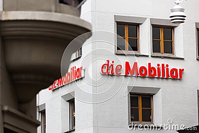 a sign of die mobiliar branch office Editorial Stock Photo