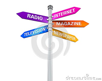 Sign Directions of Media Information Stock Photo