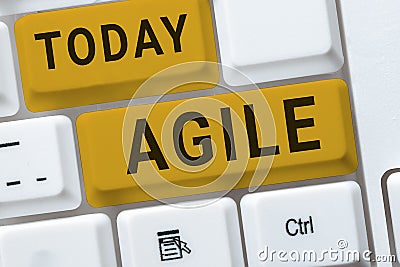 Sign displaying Agile. Concept meaning iterative approach to software delivery builds software incrementally Stock Photo