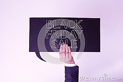 Sign displaying Black Friday SaleShopping Day Start of the Christmas Shopping Season. Business idea Shopping Day Start Stock Photo