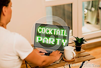 Sign displaying Cocktail Party. Concept meaning formal party with alcoholic drinks usually in early evening Online Jobs Stock Photo
