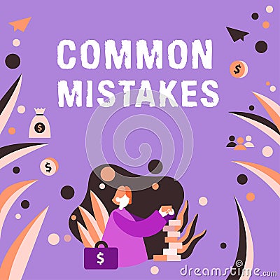 Text sign showing Common Mistakes. Internet Concept actions that are often used interchangeably with error Stock Photo