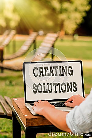 Sign displaying Creating Solutions. Business approach Make ways to solve a problem or dealing with situation Online Jobs Stock Photo