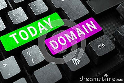 Sign displaying Domain. Concept meaning identification string that defines a realm of administrative autonomy Stock Photo